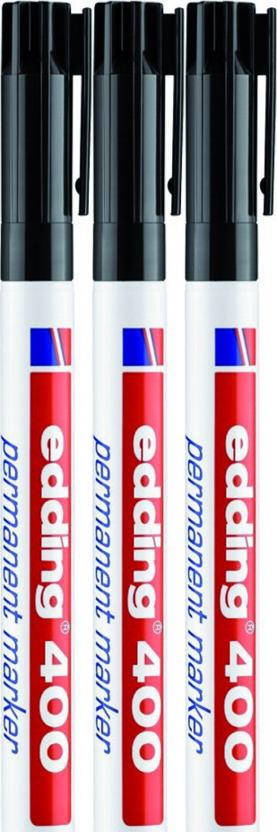3x Marker permanentny edding 400, okrągła, 1mm, czarny