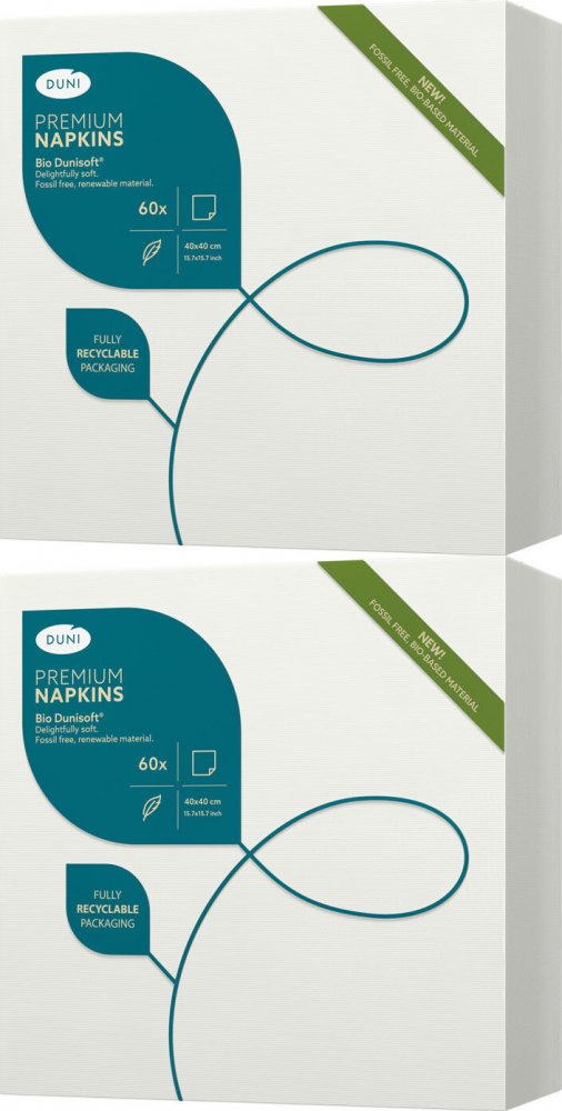 2x Serwetki Duni Bio Dunisoft, 40x40cm, 60 sztuk, biały