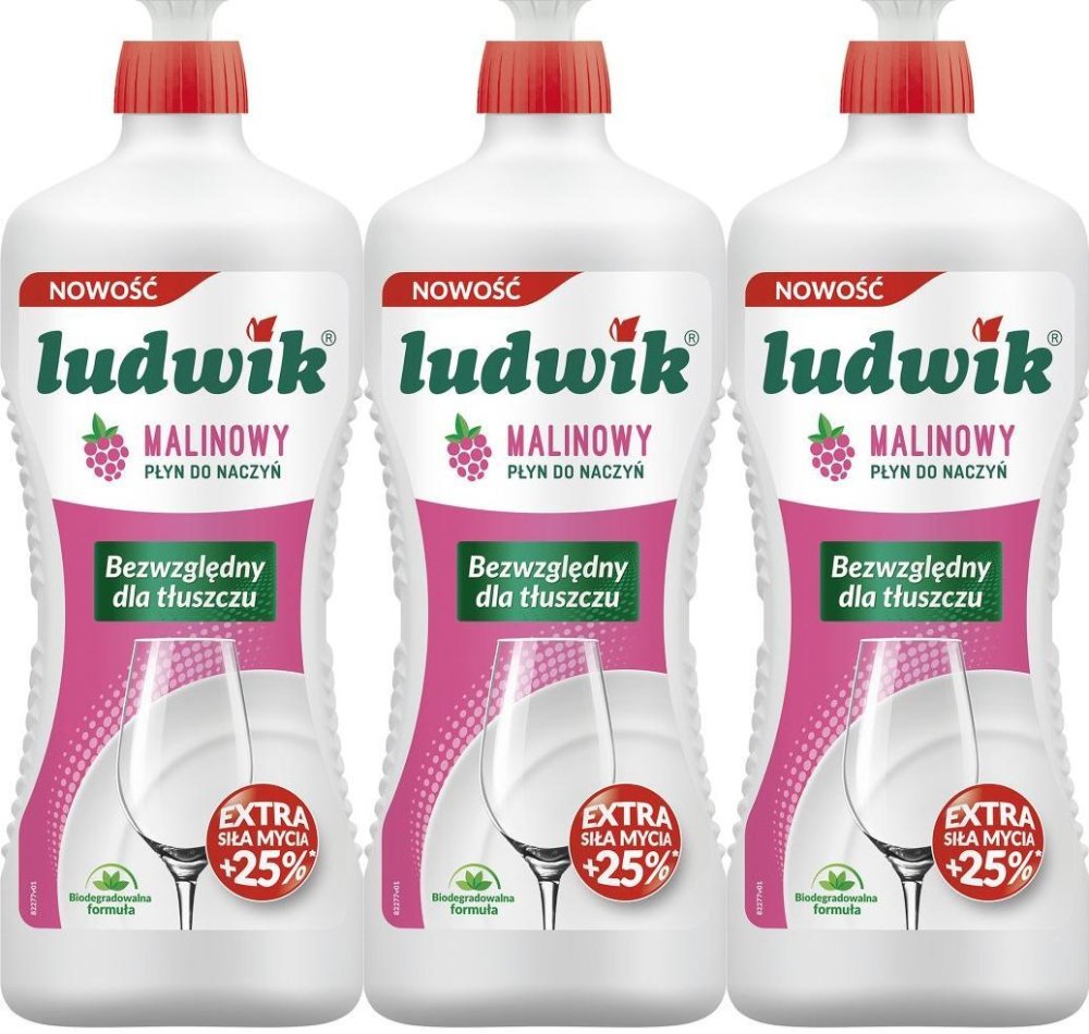 3x Płyn do naczyń Ludwik, malinowy, 900g
