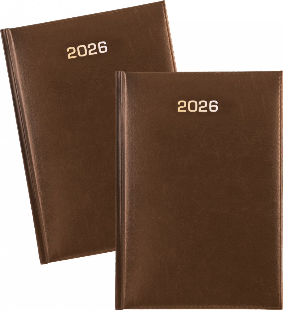 2x Kalendarz książkowy 2026, Udziałowiec, A5, tygodniowy, brązowy