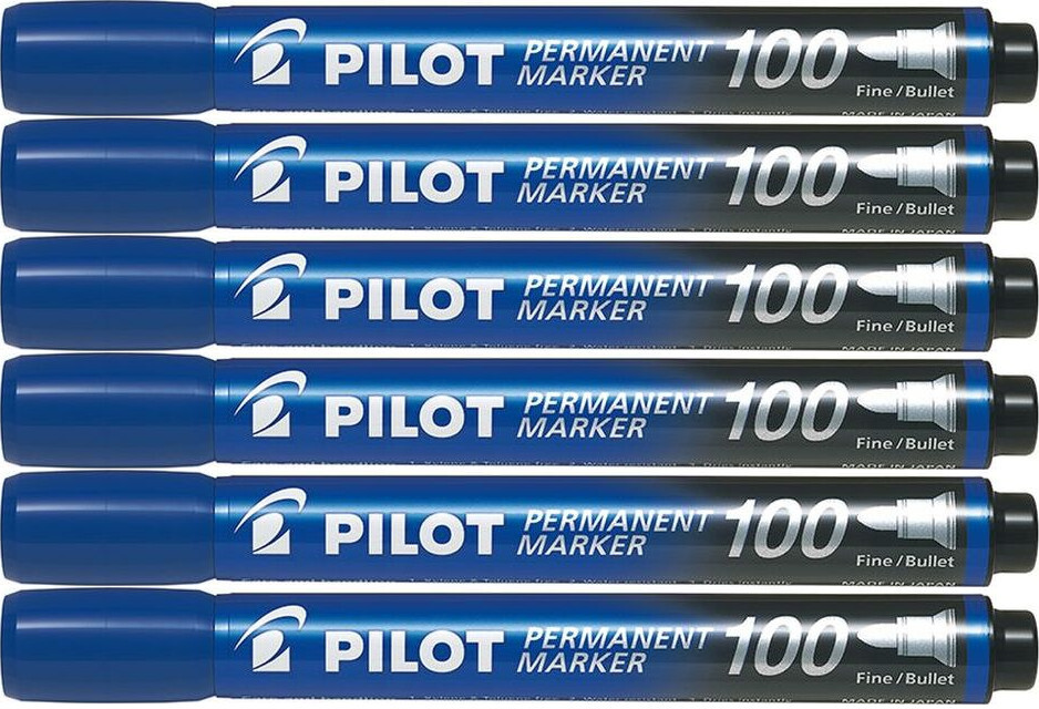 6x Marker permanentny Pilot, SCA 100, okrągła, 4.5mm, niebieski