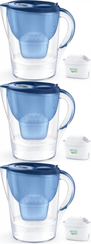 3x Dzbanek filtrujący Brita Marella XL, 3.5l, niebieski + 1 wkład Maxtra Pro Pure Performance