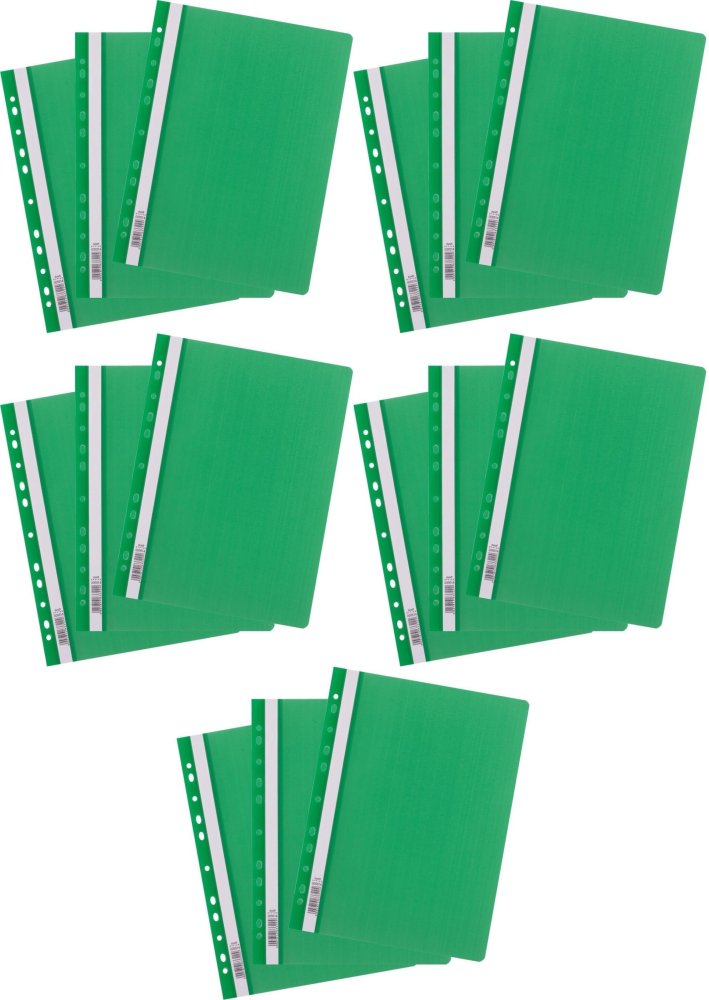 5x Skoroszyt plastikowy oczkowy D.Rect, A4, 25 sztuk, zielony
