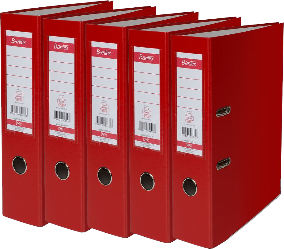 5x Segregator A4 Bantex XXL, 80mm, do 600 kartek czerwony