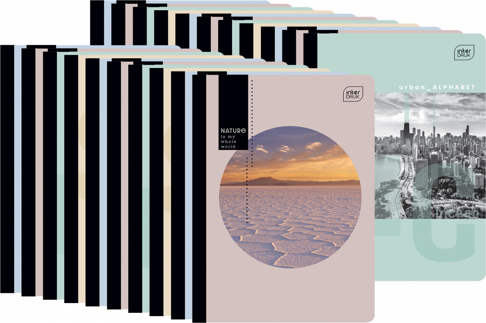 20x Zeszyt w kratkę Interdruk UV Mix 2, A5, 80 kartek, mix wzorów