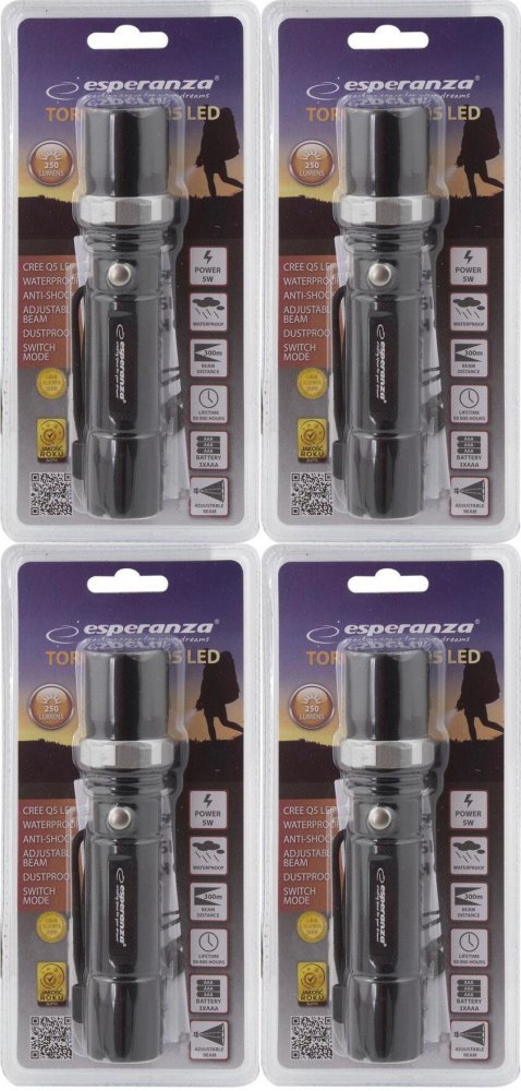 4x Latarka Esperanza, Led Q5 Cree Sirius, czarny