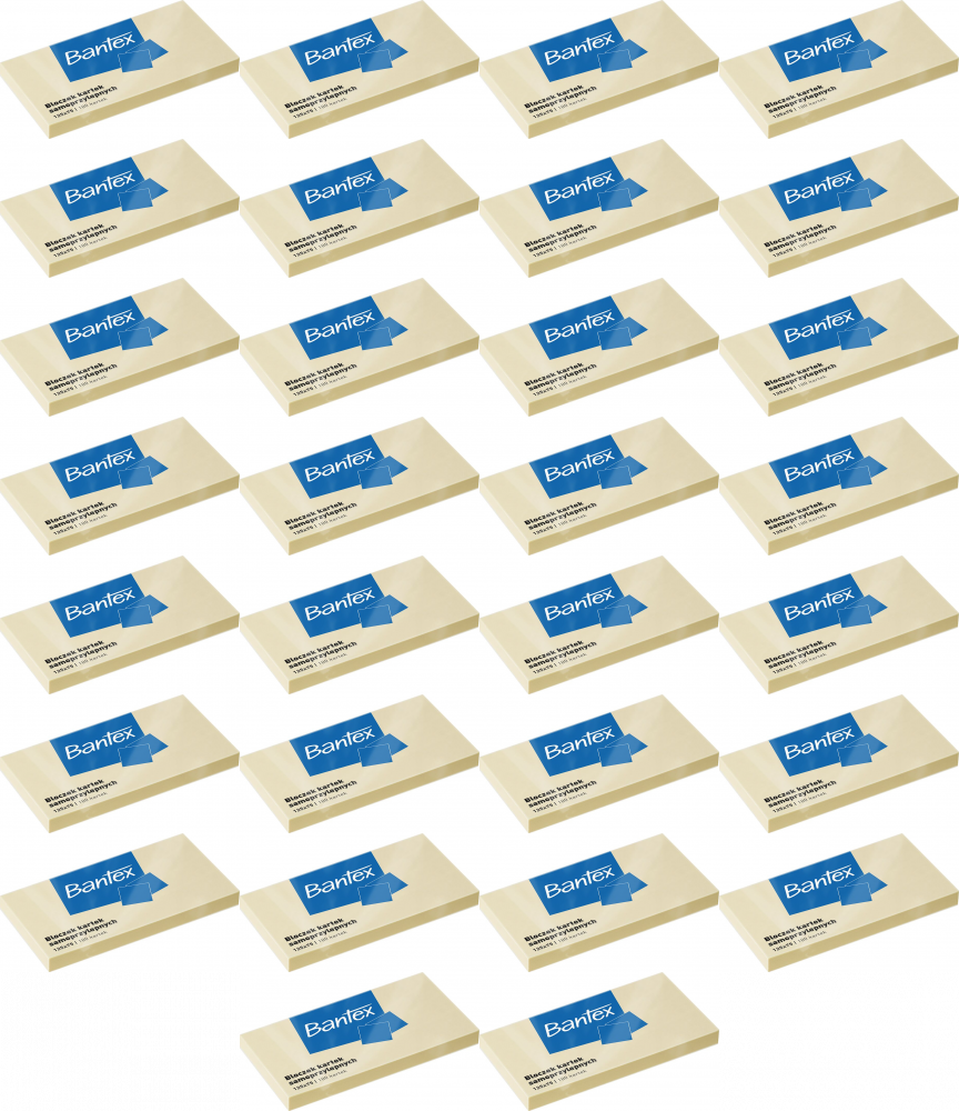 60x Karteczki samoprzylepne Bantex, 125x75mm, 100 karteczek, żółty