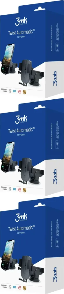3x Uchwyt na telefon do samochodu 3mk Twist Automatic, czarny