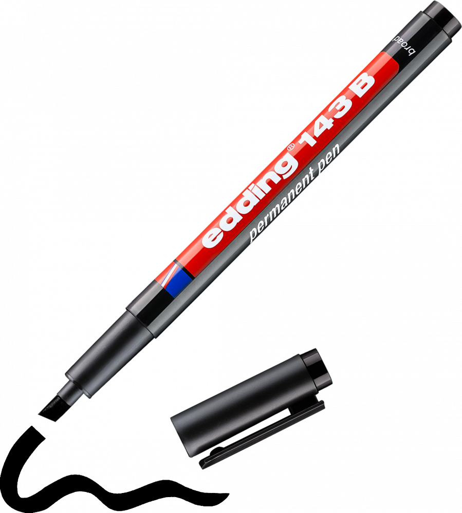 Foliopis permanentny edding 143B, ścięta, 1-3mm, czarny