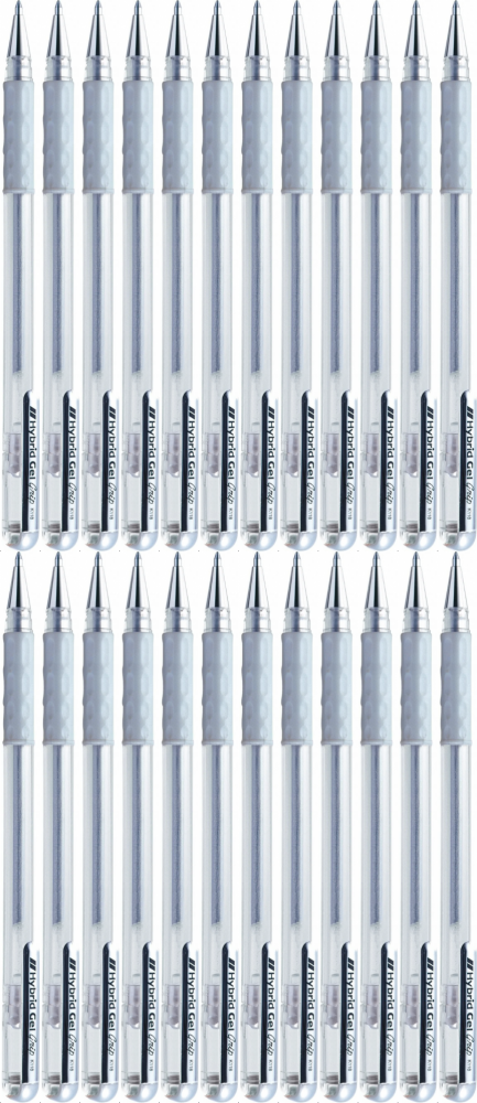 24x Długopis żelowy Pentel Hybrid Gel K118, 0.8mm, srebrny