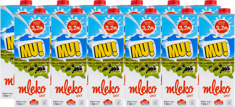 12x Mleko UHT Wart-Milk MU!, 3.2%, 1l