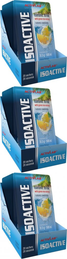 3x Napój izotoniczny Activlab Isoactive, w saszetkach, cytrynowy, 20 sztuk, 31.50g
