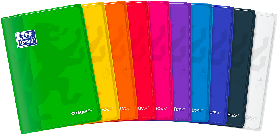 10x Zeszyt w kratkę Oxford easyBook, B5, 60 kartek, mix kolorów