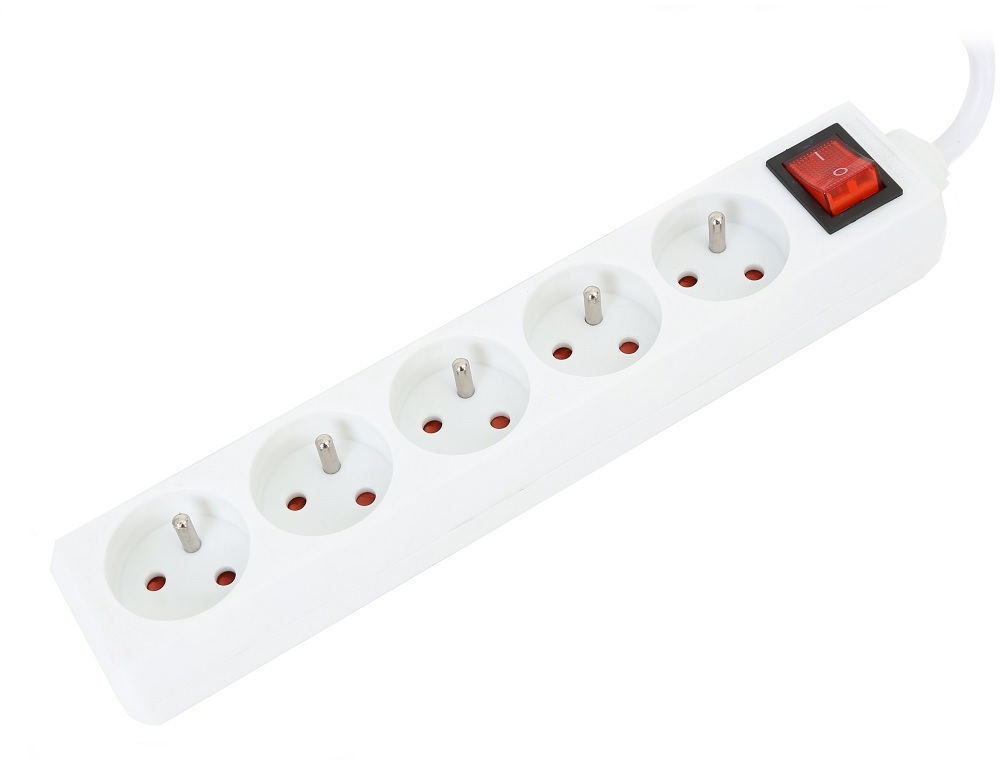 Listwa przeciwprzepięciowa Omega Fiesta, 1.5m, 5 gniazd, biały