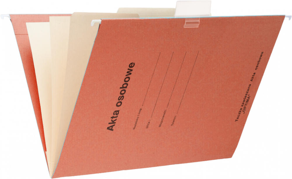 Teczka zawieszana osobowa Spiral Optimal z okienkiem, pięciodzielna, 230g/m2, czerwony