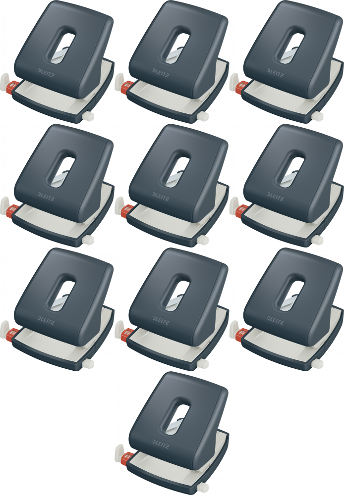 10x Dziurkacz Leitz Cosy, do 30 kartek, aksamitny szary