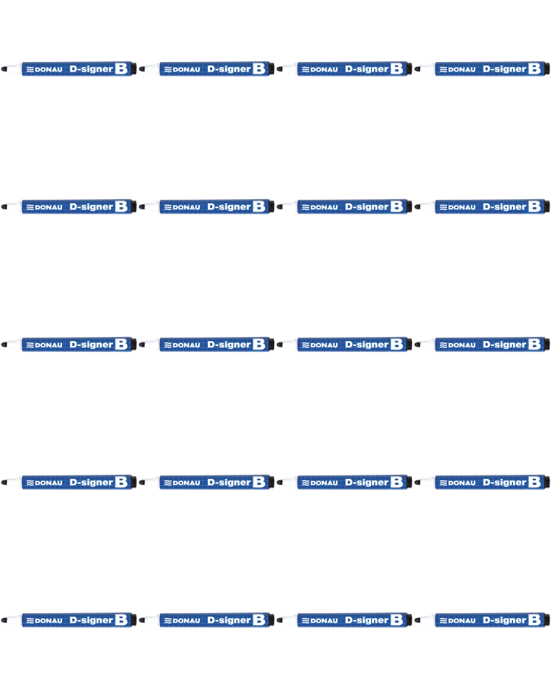 20x Marker suchościeralny Donau D-Signer B, okrągła, 4mm, czarny