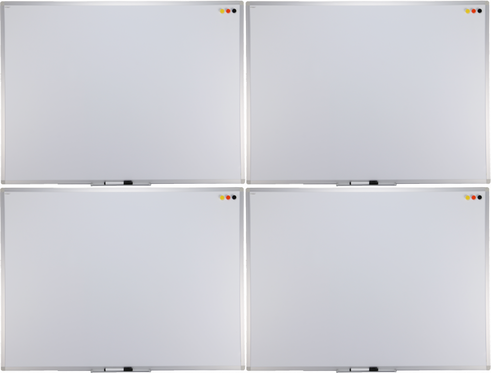 4x Tablica suchościeralna magnetyczna Ofix Standard, w ramie aluminiowej, lakierowana, 120x180cm, biały