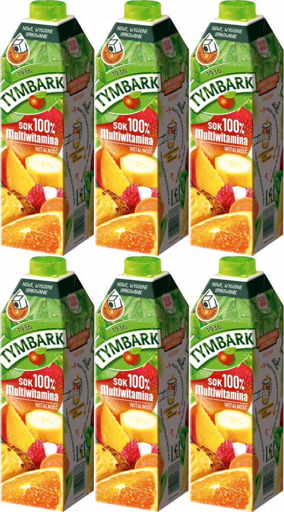 6x Sok multiwitamina Tymbark, karton, 1l