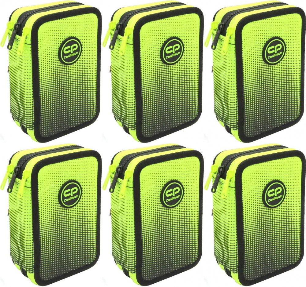 6x Piórnik szkolny CoolPack Jumper 3 Gradient Lemon, 3-komorowy, z wyposażeniem
