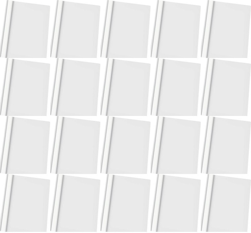 20x Skoroszyt plastikowy bez oczek Donau, A4, do 200 kartek, biały