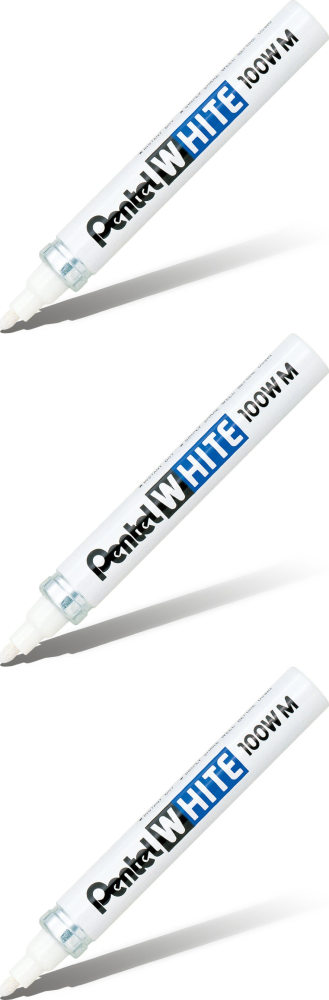 3x Marker olejowy Pentel X100W-M, okrągła, 3.9 mm, biały