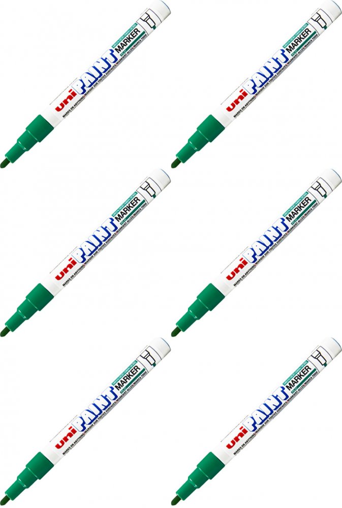 6x Marker olejowy Uni PX-21, okrągła, 1.2 mm, zielony