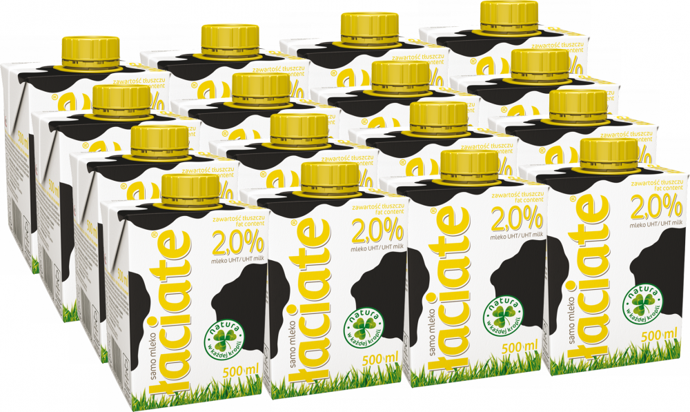 16x Mleko UHT Łaciate, 2%, 0.5l