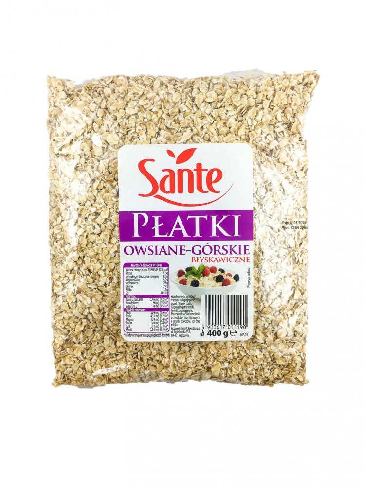 Płatki owsiane Sante, górskie, błyskawiczne, 400g