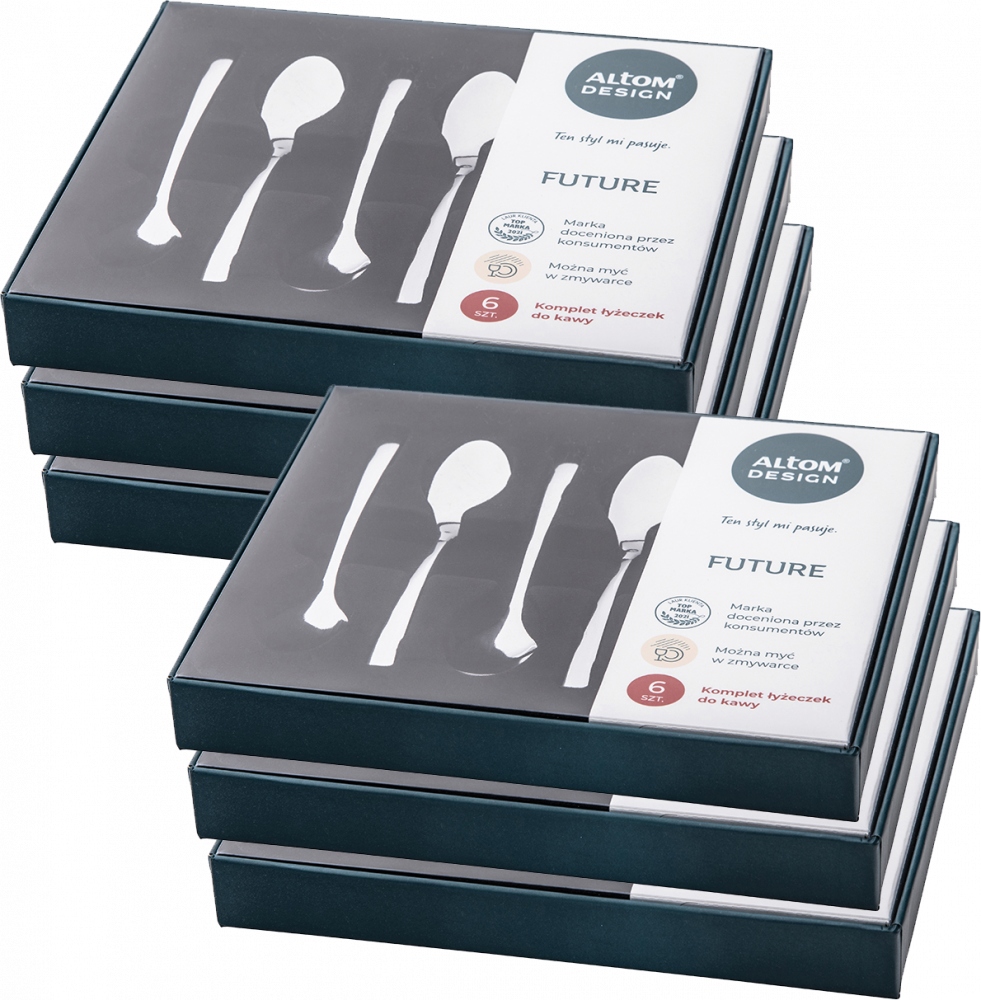 6x Łyżeczki do kawy Altom Design Future, 6 sztuk, w pudełku flok, srebrny