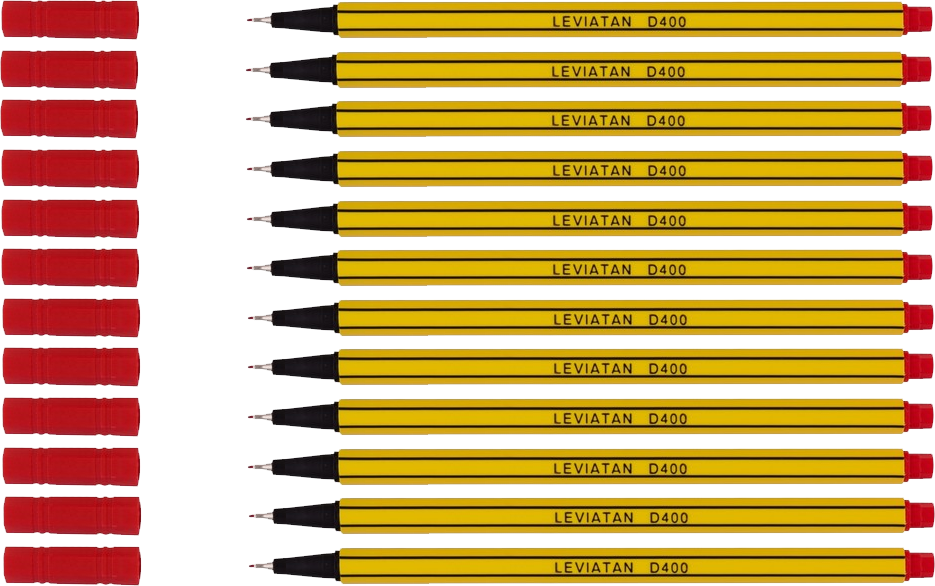 12x Cienkopis Leviatan, D400, 0.4mm, czerwony