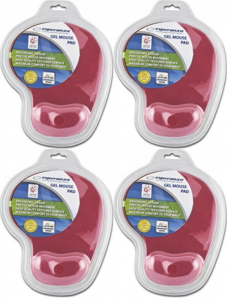4x Podkładka żelowa pod mysz Esperanza EA137R, 230x190x20mm, czerwony