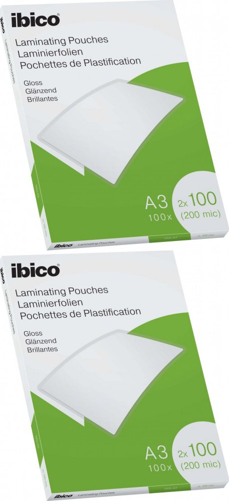 2x Folia do laminowania Ibico, 303x426mm, A3, 2x100 μm/ 100 sztuk