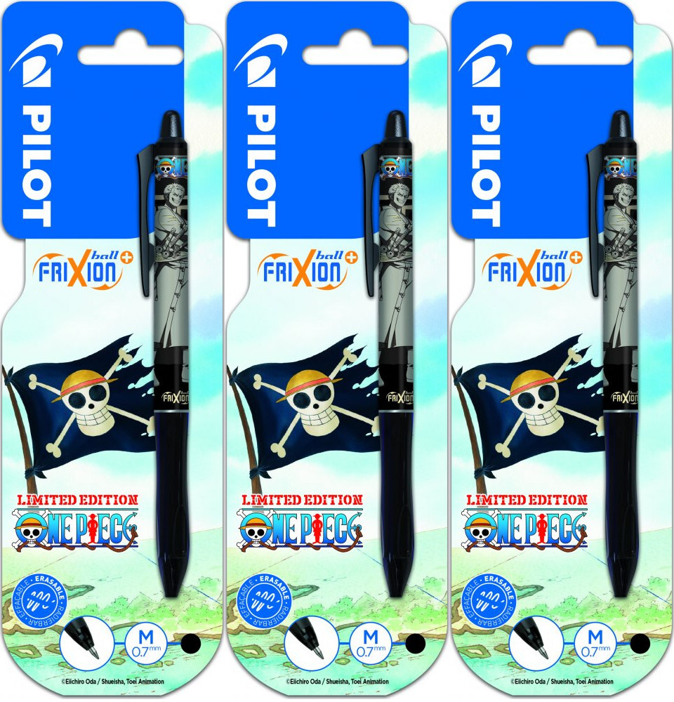 3x Pióro kulkowe wymazywalne Pilot One Piece Frixion Ball+, 0.7mm, czarny