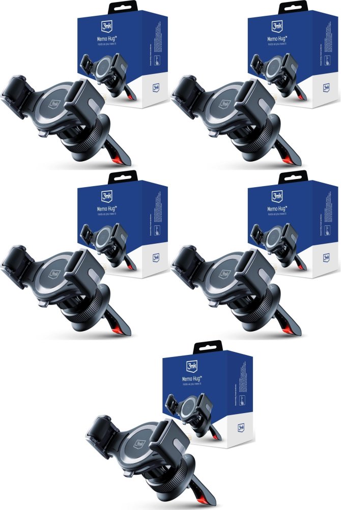 5x Uchwyt na telefon do samochodu 3mk Memo Hug, czarny