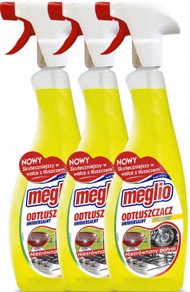 3x Płyn odtłuszczający Meglio, z rozpylaczem, 750ml, cytrynowy