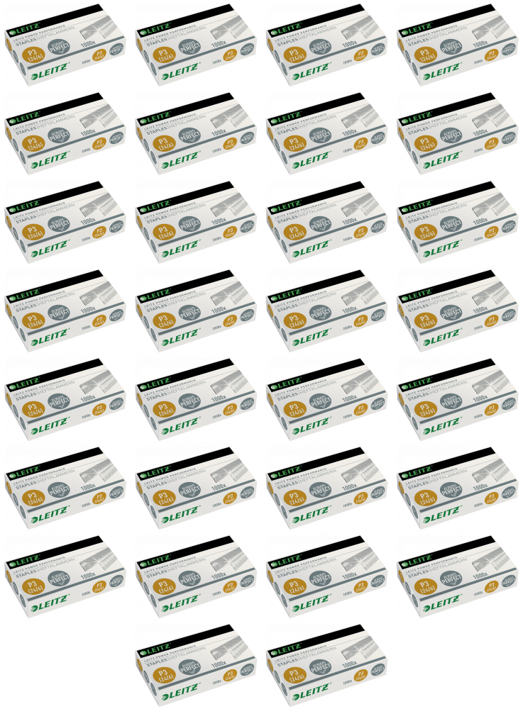 30x Zszywki wytrzymałe Leitz Power Performance, 24/6, 1000 sztuk, srebrny