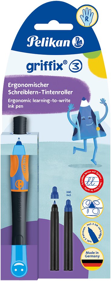Pióro kulkowe do nauki pisania Pelikan Griffix Neon Black+ 2 naboje, blister