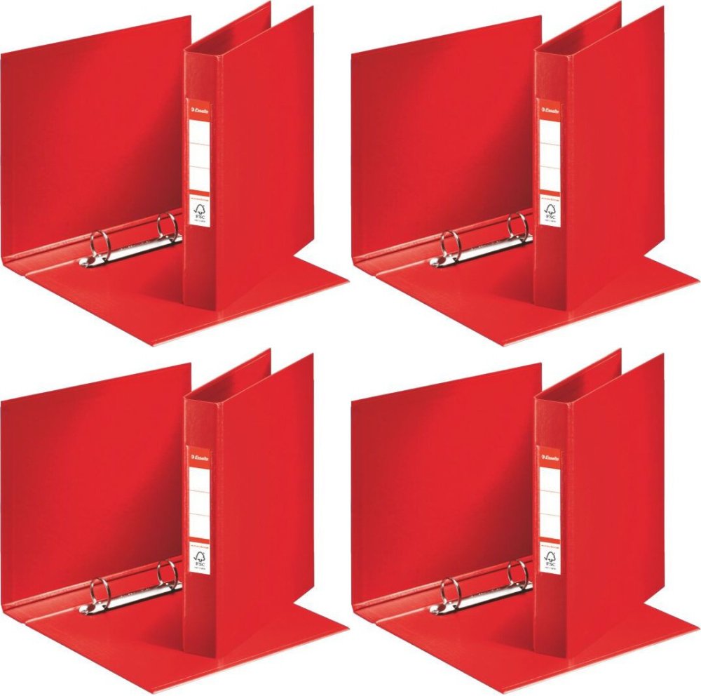 4x Segregator Esselte Vivida, A5, szerokość grzbietu 42mm, do 190 kartek, 2 ringi, czerwony