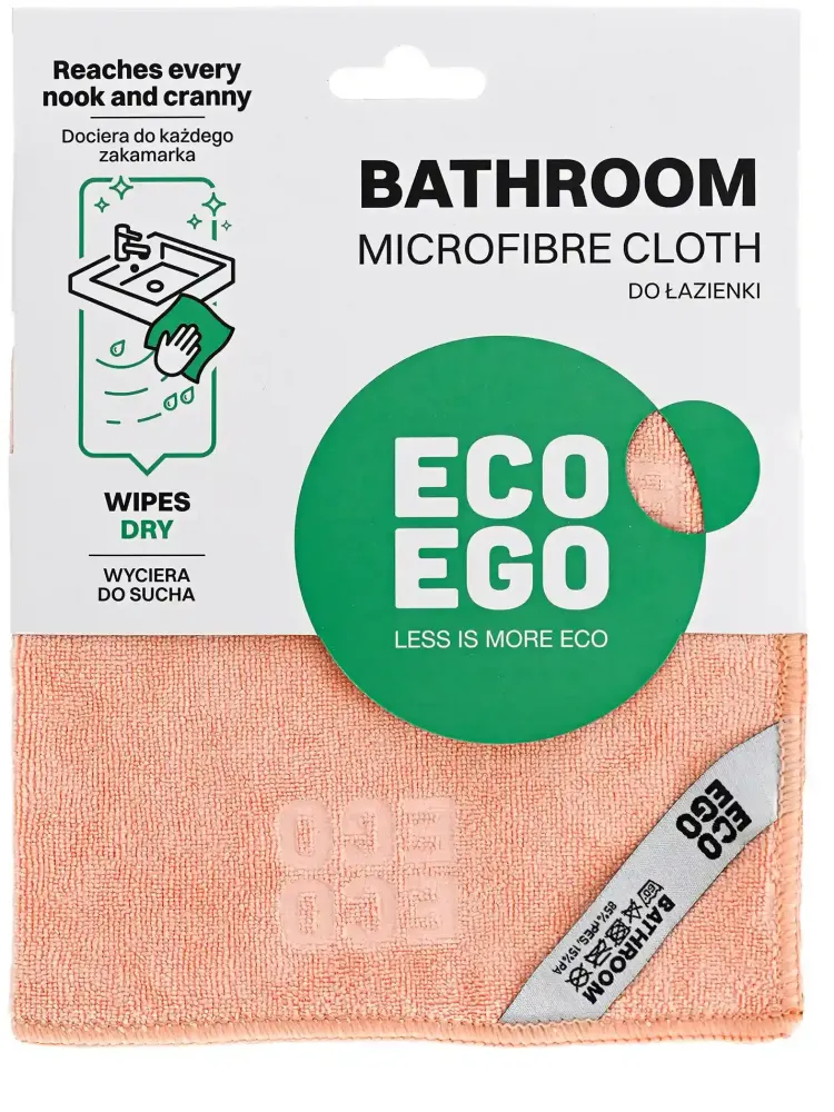 Ściereczka z mikrofibry Eco Ego Bathroom, do łazienek, 40x40cm, 1 sztuka, brzoskiwniowy