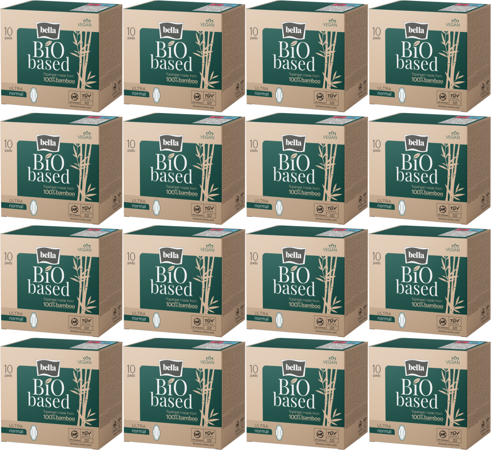 16x Podpaski Bella BIO Based Ultra Normal, ze skrzydełkami, 10 sztuk