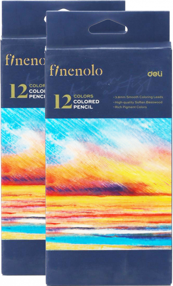 2x Kredki ołówkowe Deli Finenolo, 12 sztuk, mix kolorów