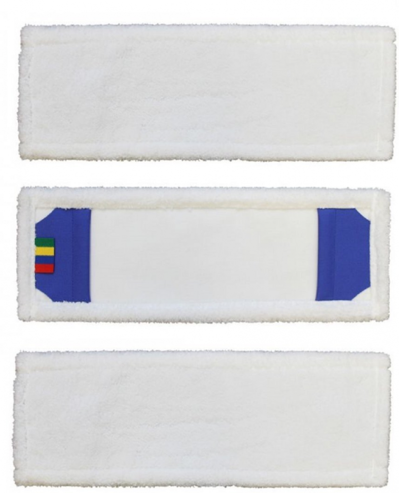 3x Mop płaski z mikrofazy Merida, 40cm, z kieszeniami, do stelaża, biały- końcówka