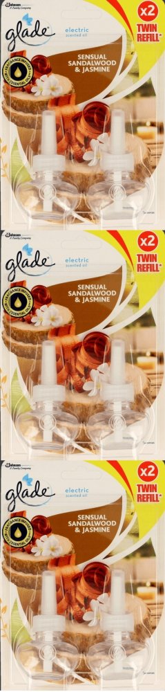 3x Wkład do odświeżacza elektrycznego Glade by Brise, drzewo sandałowe i jaśmin, 2 x 20ml