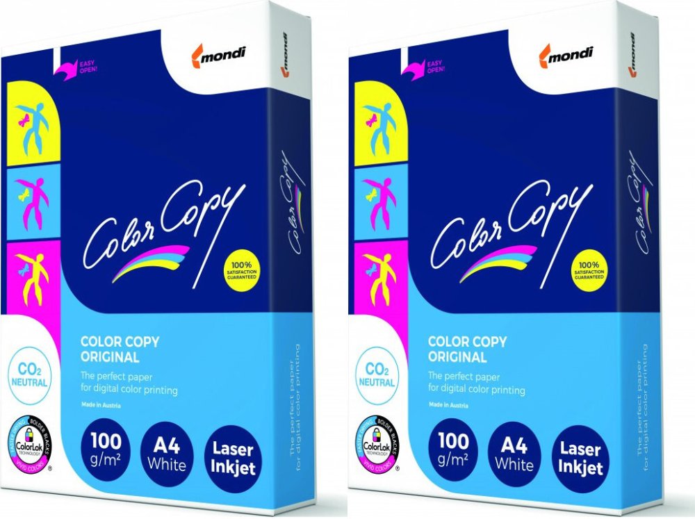 2x Papier satynowany Mondi Color Copy, A4, 100g/m2, 500 arkuszy, biały