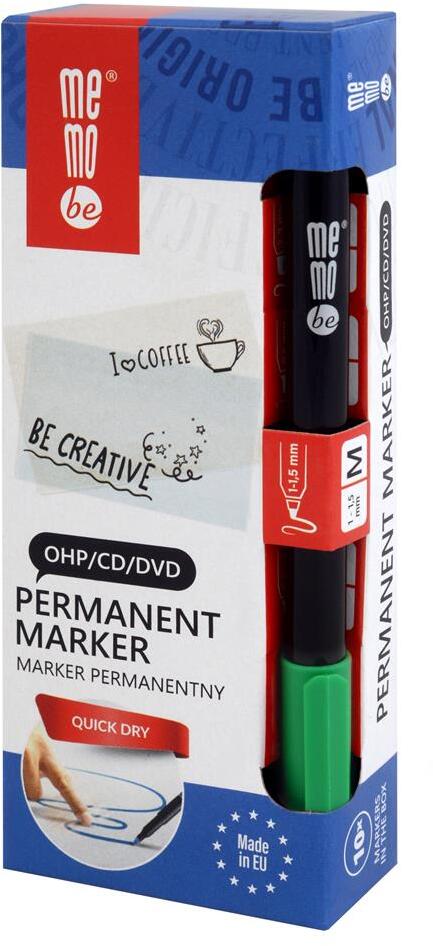 10x Marker permanentny MemoBe OHP MM252 M, okrągła, 1-1.5mm, zielony
