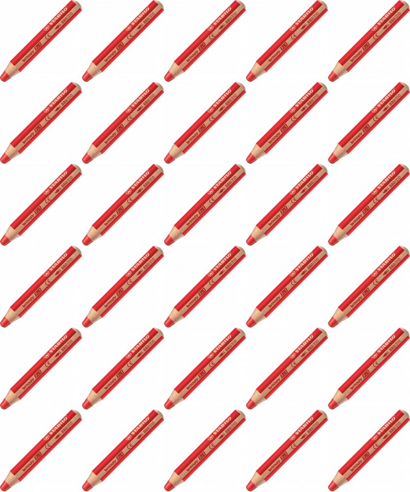 30x Kredka Stabilo Woody 3 w 1, 1 sztuka, czerwony