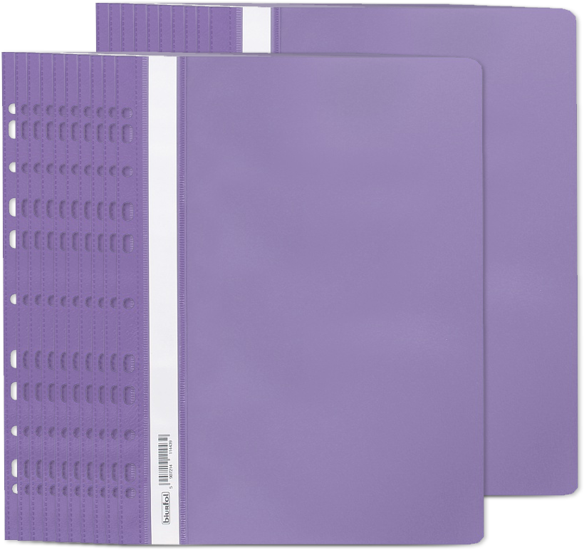 20x Skoroszyt plastikowy oczkowy Biurfol, miękki, A4, fioletowy
