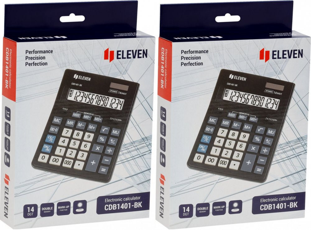 2x Kalkulator biurowy Eleven CDB1401-BK, 14 cyfr, czarny