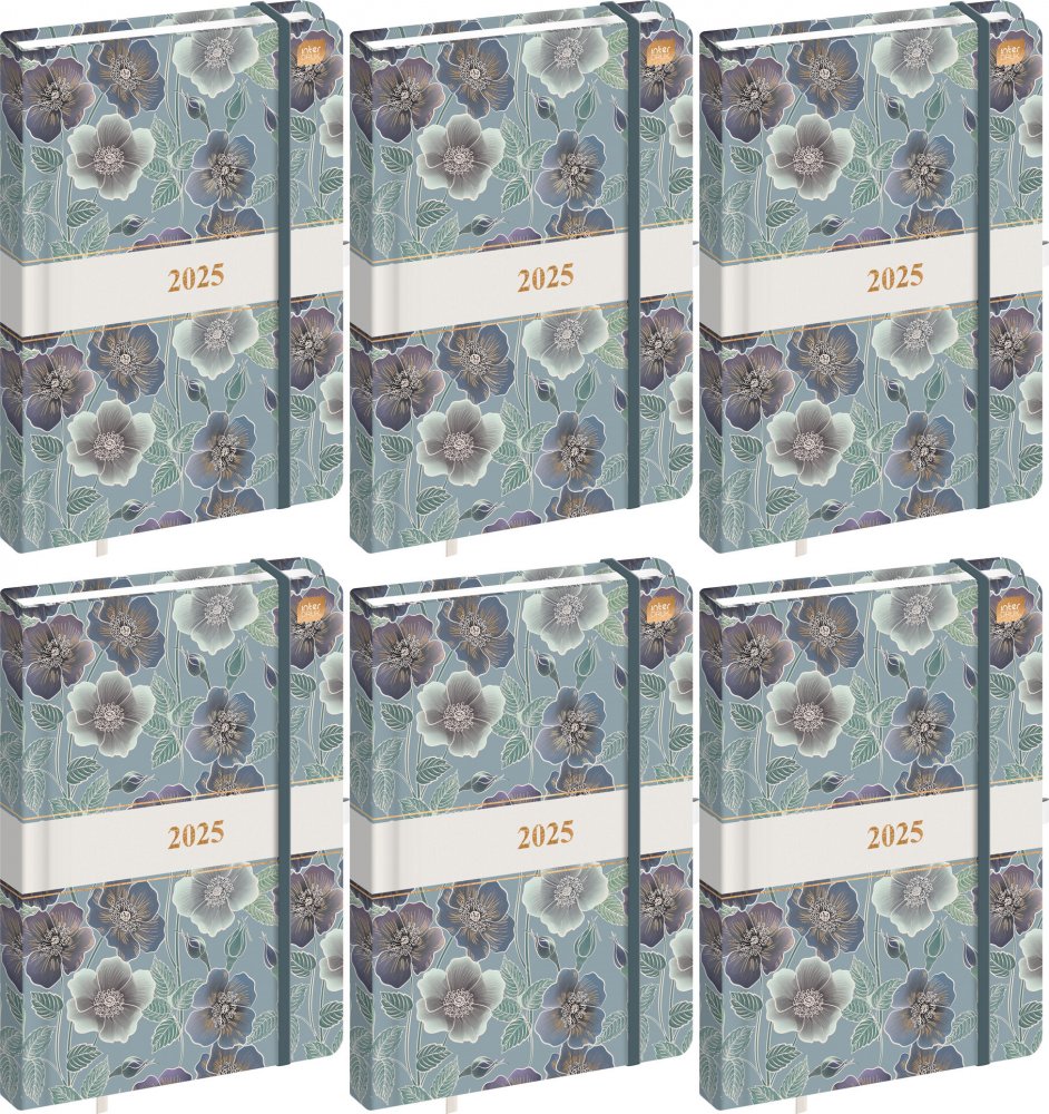 6x Kalendarz książkowy 2025, Interdruk, Metallic Blue Rose, B5, tygodniowy, 192 strony
